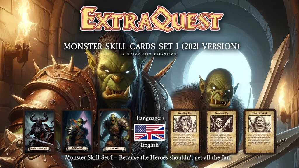 ExtraQuest Monster Skill cards Set I **ENGLISH ONLY** (Heroquest 1989 Edition)