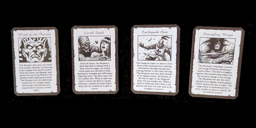 ExtraQuest Monster Skill cards Set II - Undead **ENGLISH ONLY** (Heroquest 1989 Edition)