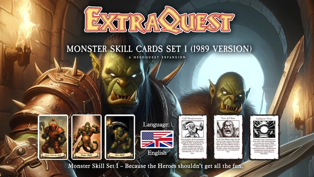 ExtraQuest Monster Skill cards Set I **ENGLISH ONLY** (Heroquest 1989 Edition)