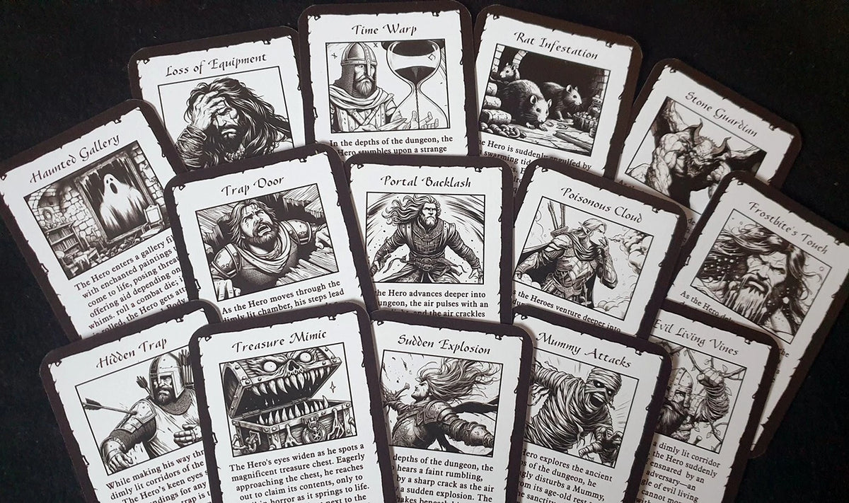 ExtraQuest Dungeon Event cards **ENGLISH ONLY** (Heroquest 1989- 1992 Edition)